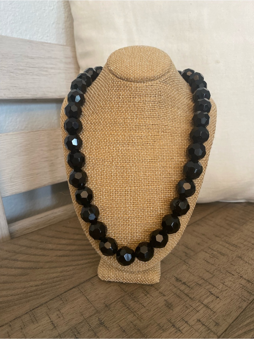 Nine West Black Faceted Bead Necklace